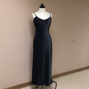 Spaghetti silver evening long dress